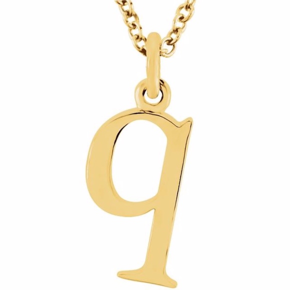 14k Gold Lowercase Initial 'q' Necklace - Picture 1 of 3